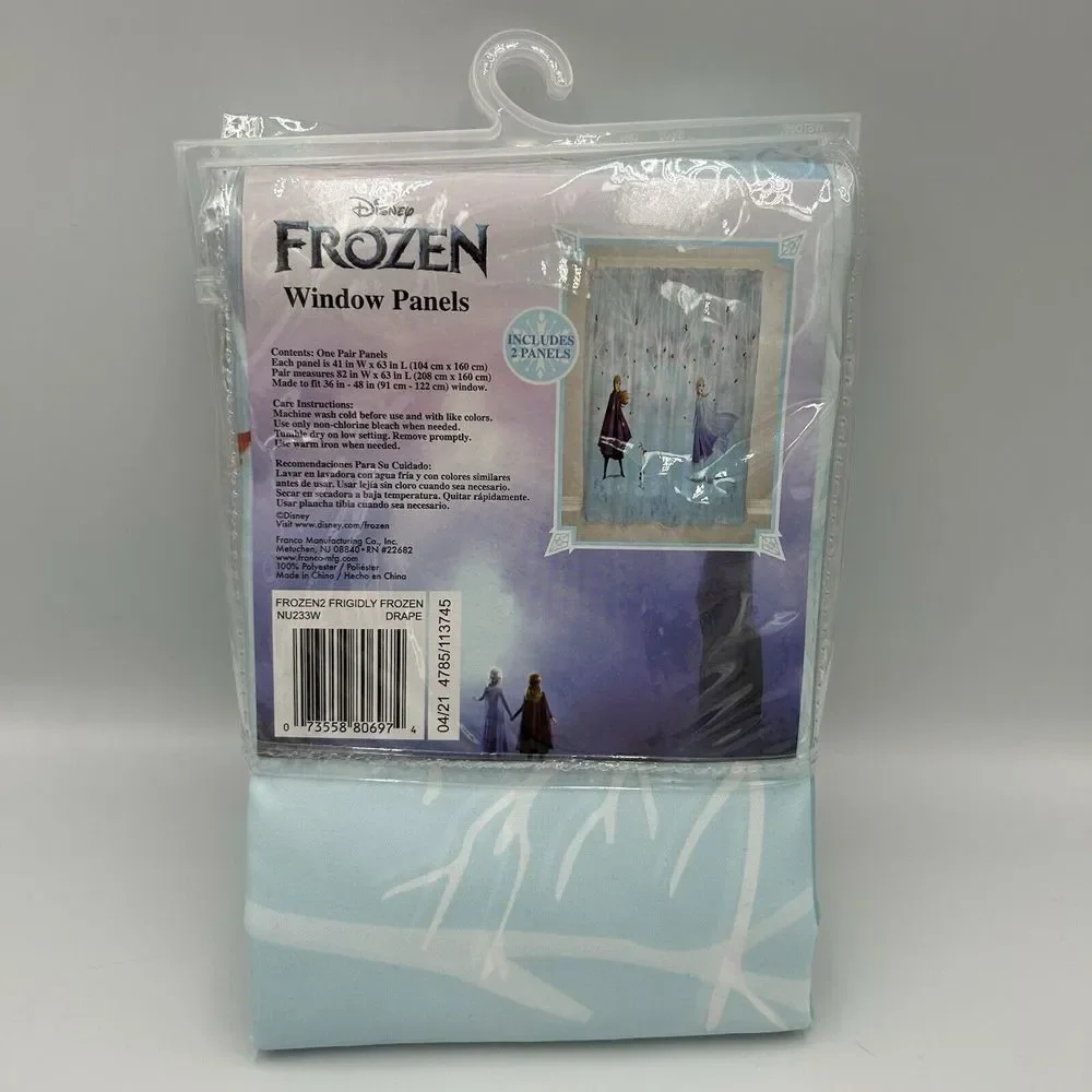 Disney Frozen Kids Bedroom Window‎ Curtain Set, 2 Panels, 63